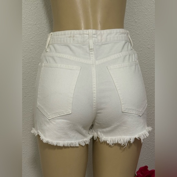 Harper White High Waist Denim Shorts - Picture 2 of 4